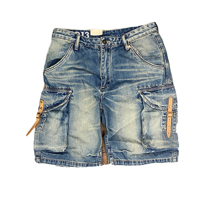 Loose American Washed Denim Shorts men's clothing