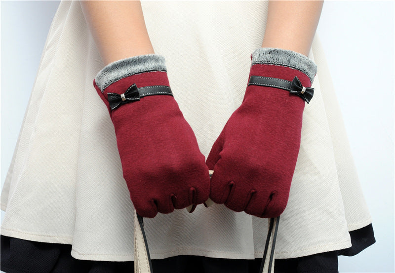 Warm And Lovely Touch-screen Bowknot Ladies Gloves apparels & accessories