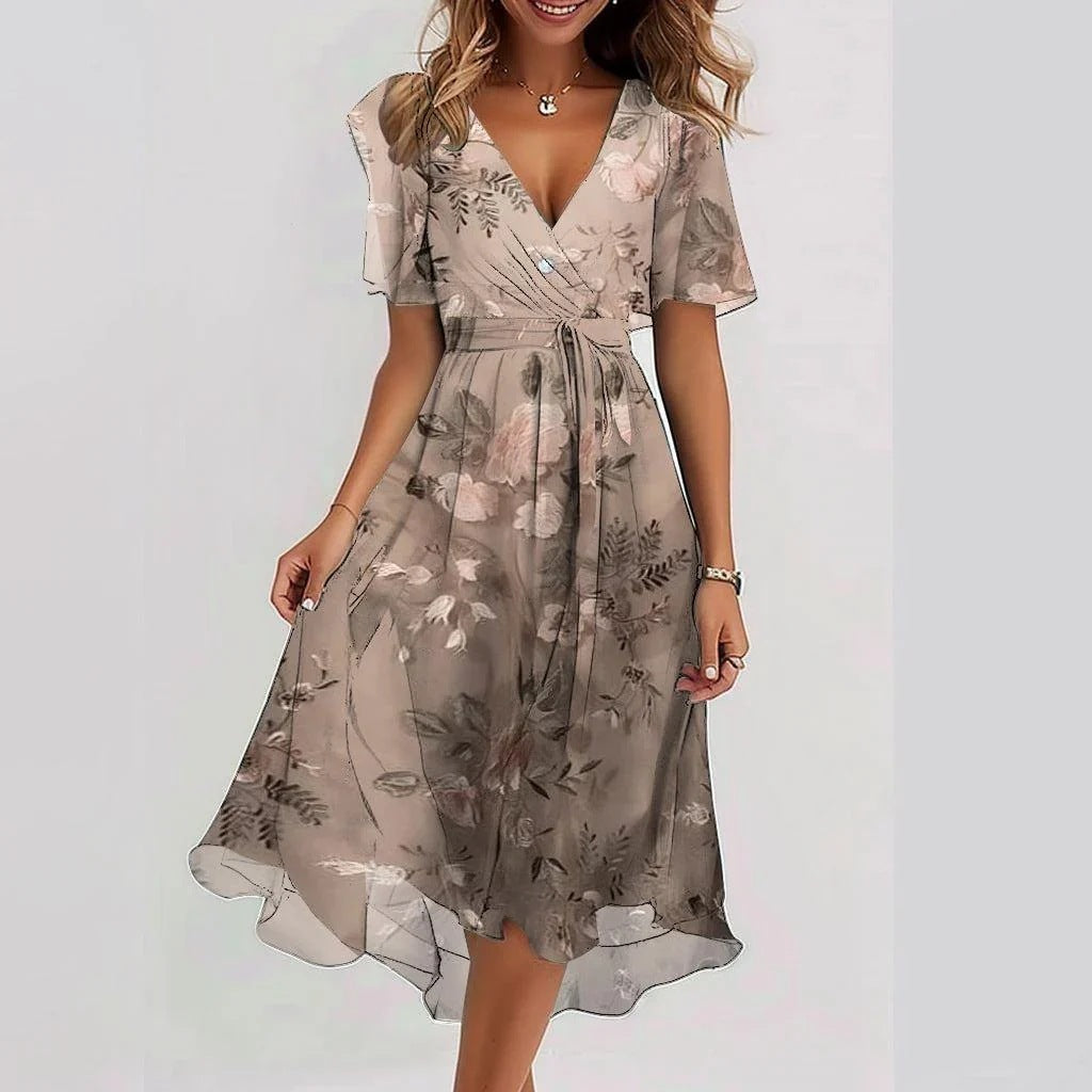 Chiffon Printed Short Sleeve Dress apparels & accessories