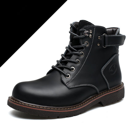 Fashion Men's Casual Mid-cut Leather Boots Shoes & Bags