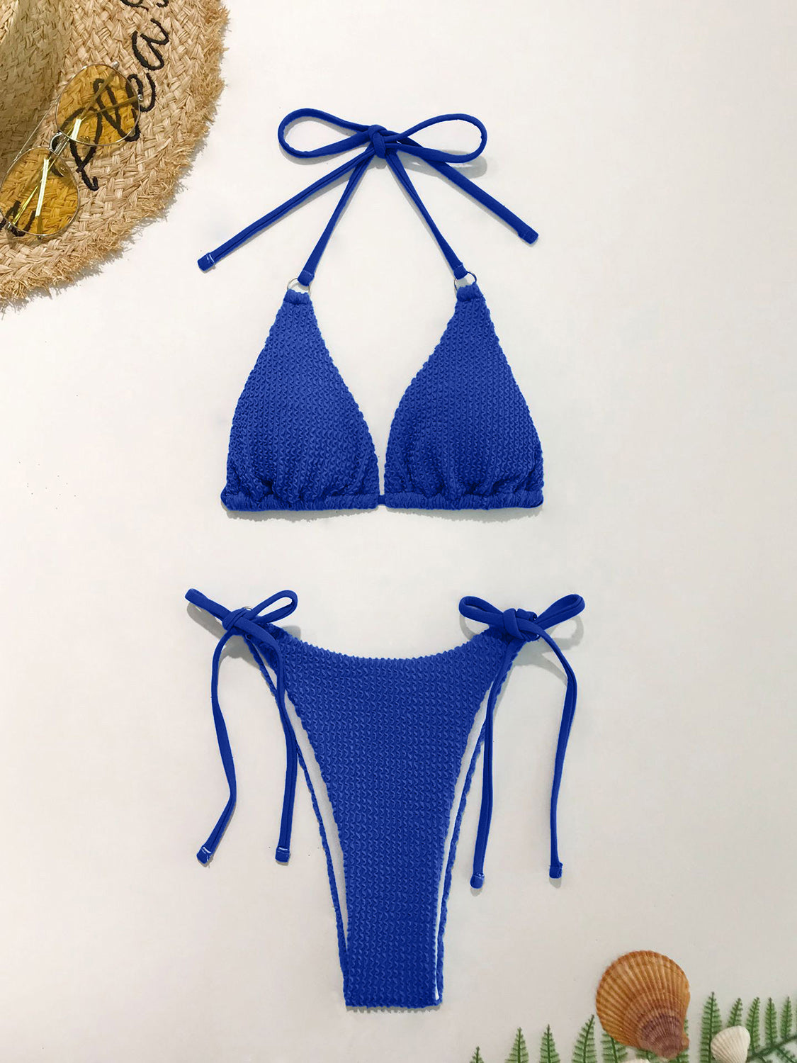 Textured Halter Neck Two-Piece Bikini Set apparel & accessories