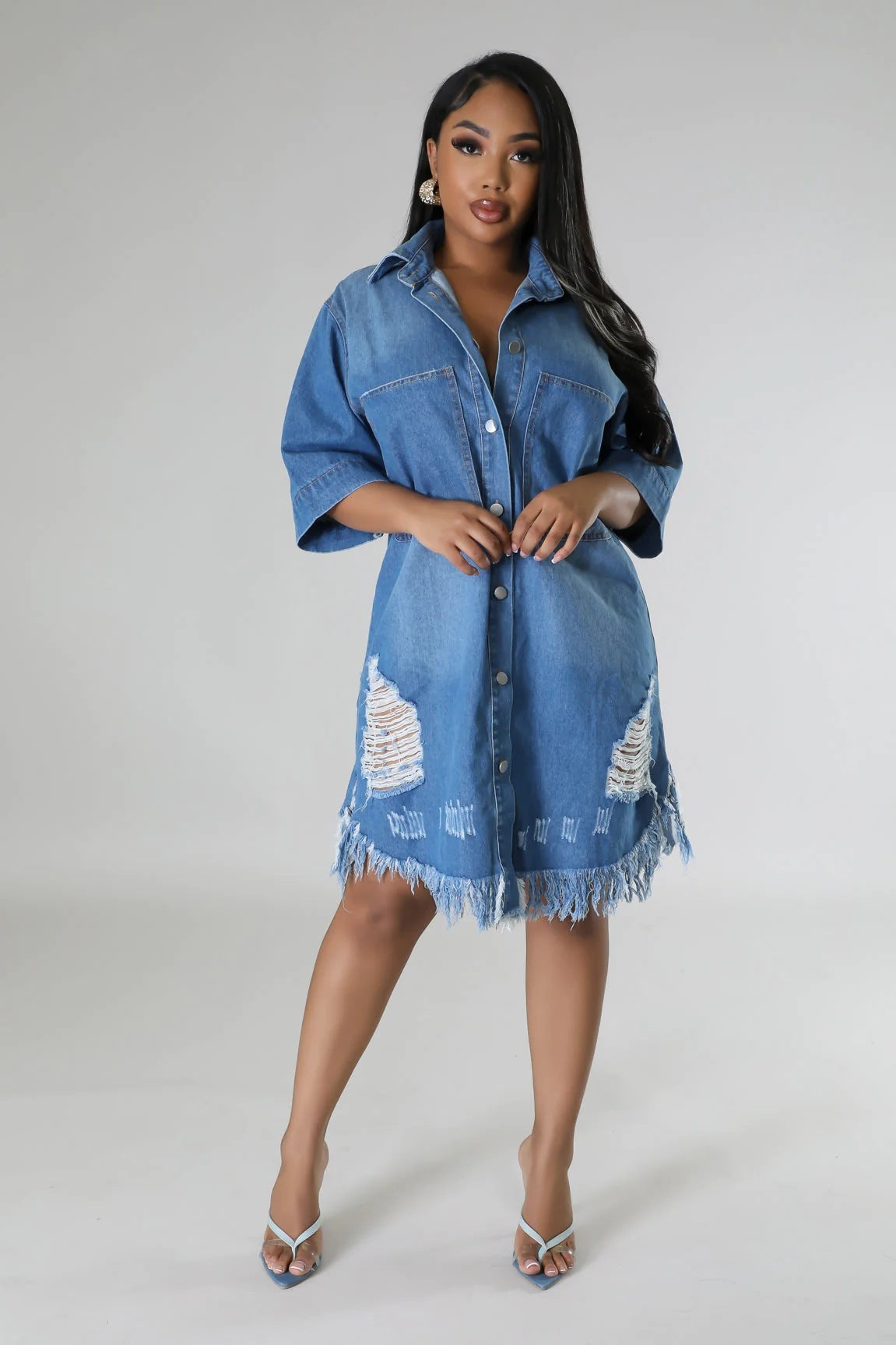 Women's Fashion Denim Long Dress apparel & accessories