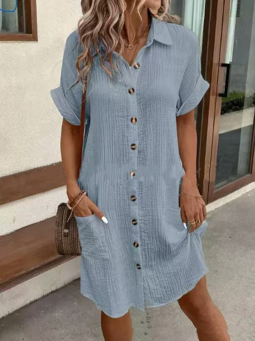 Summer Short Sleeve Shirt Dress apparels & accessories