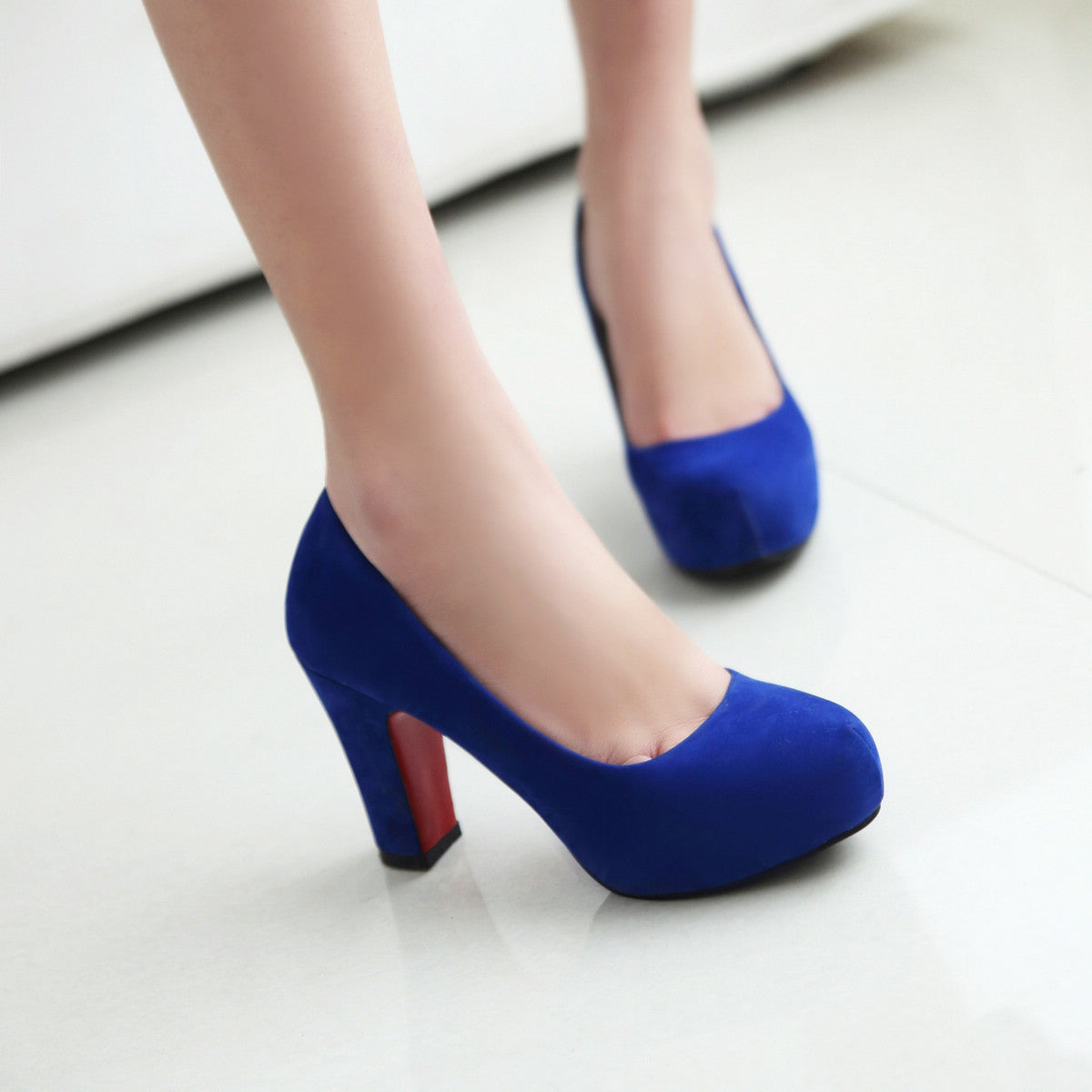 Shallow Mouth Suede Pumps Thick Heel Water Platform Super High Heel Shoes & Bags