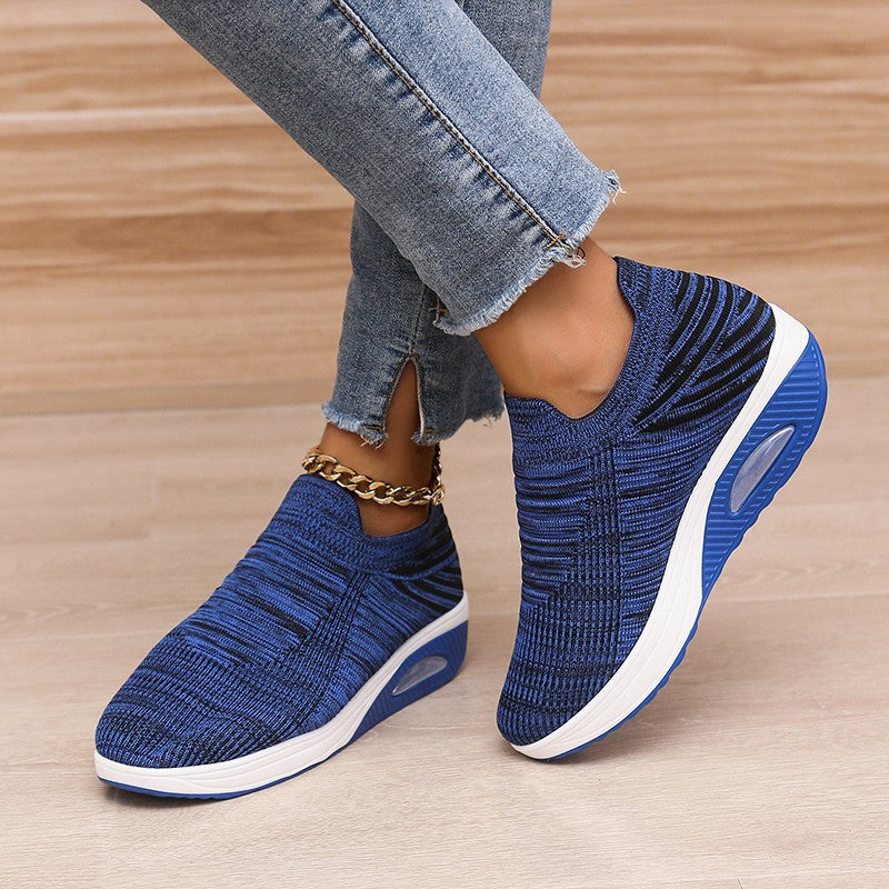 Stripe Design Mesh Flats Women Shoes & Bags