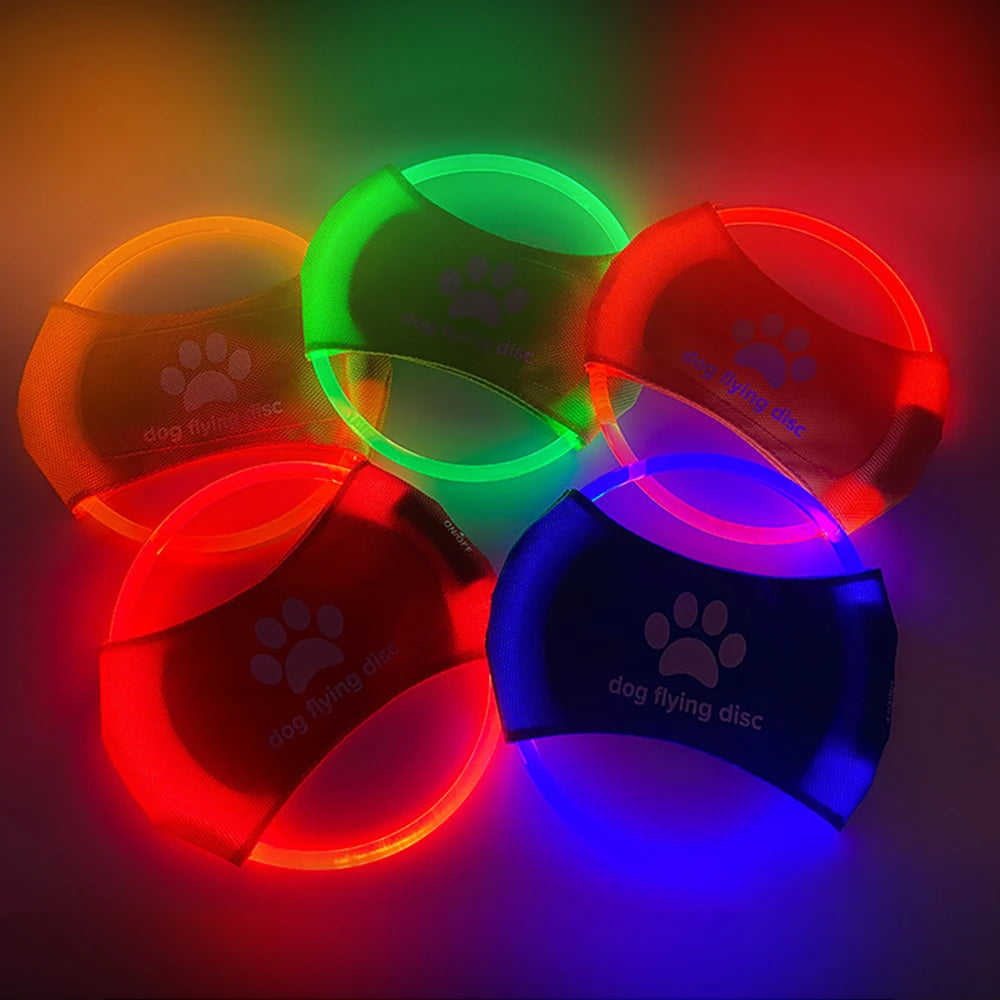 Dog Flying Discs Light Glowing LED LuminousTrainning Interactive Toys Pet Products