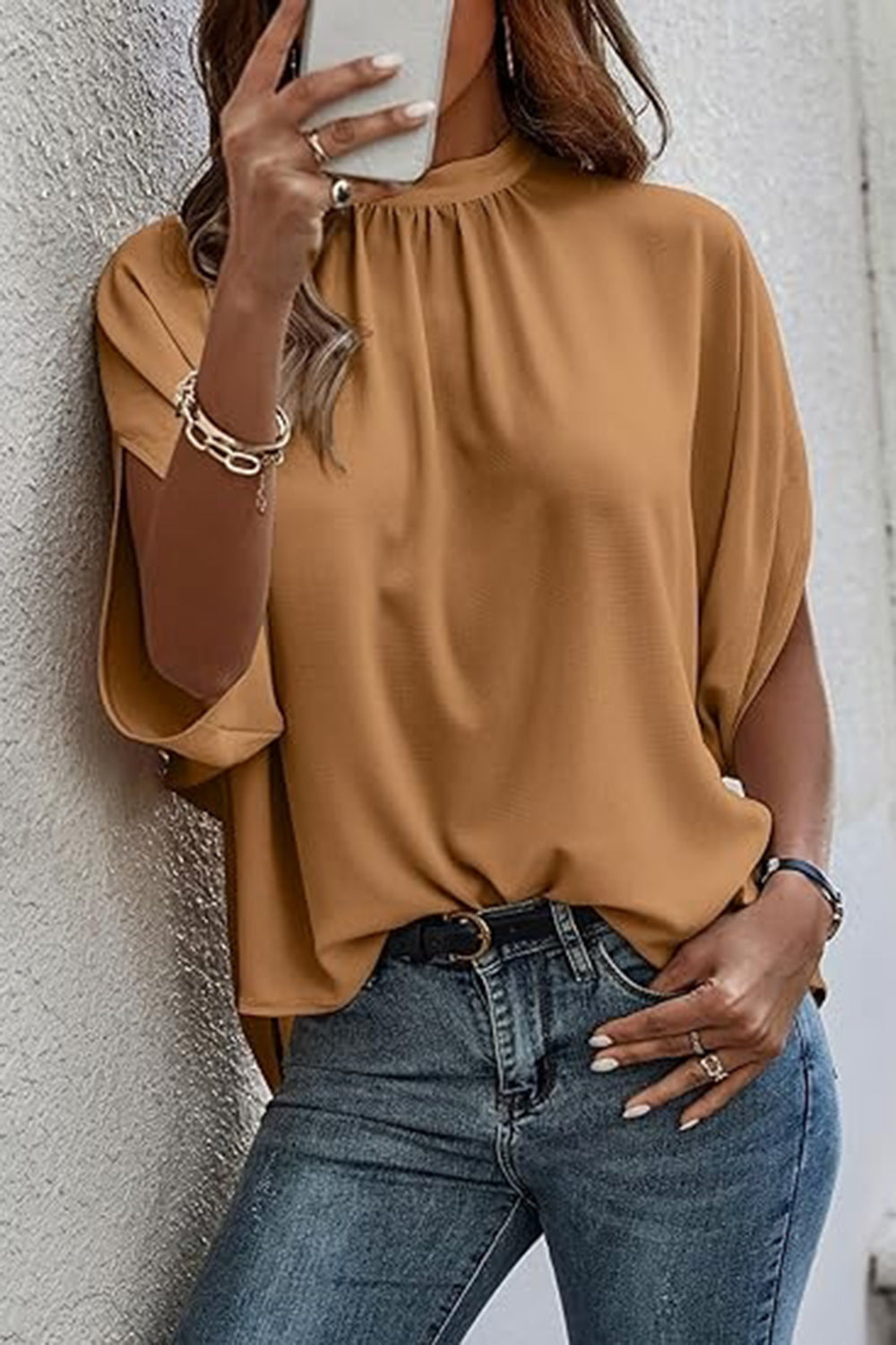 Tie Back Slit Half Sleeve Blouse apparel & accessories