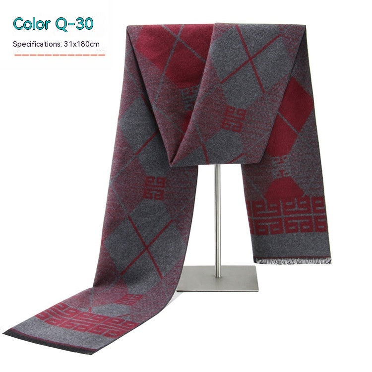 Men's Striped Winter Warm Artificial Cashmere Scarf Men's Scarves