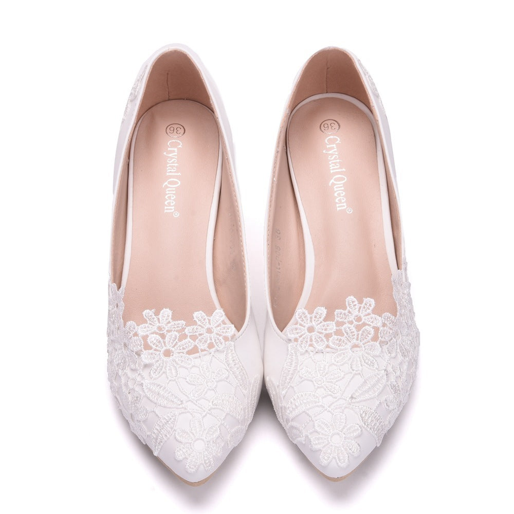 Women's Fashion Simple Lace Flower Wedding Shoes Shoes & Bags