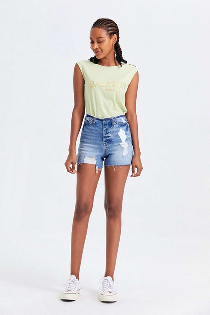 BAYEAS High Rise Bandless Denim Shorts Bottom wear