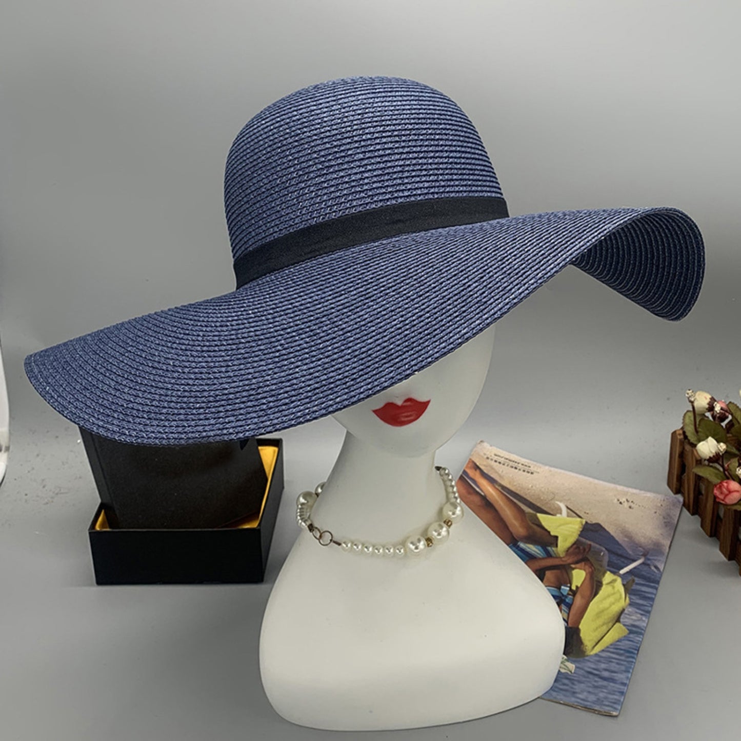 Bow Paper Braided Wide Brim Hat Accessories for women