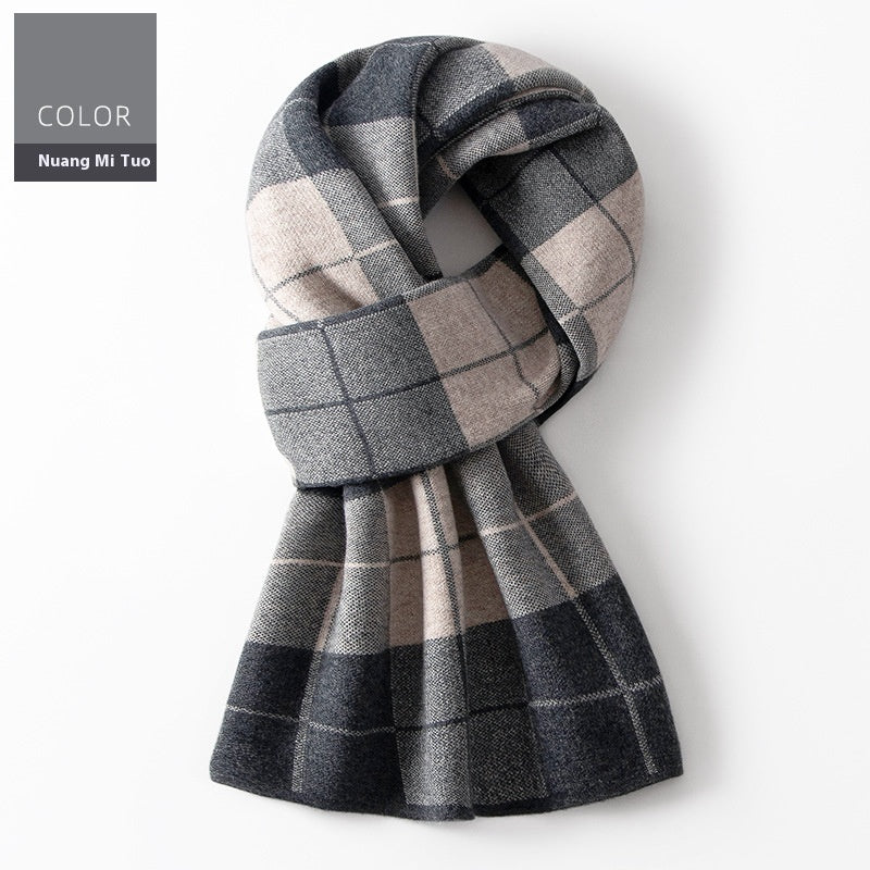 Wool Scarf Men's Winter Plaid Double-sided Scarf Men's Scarves