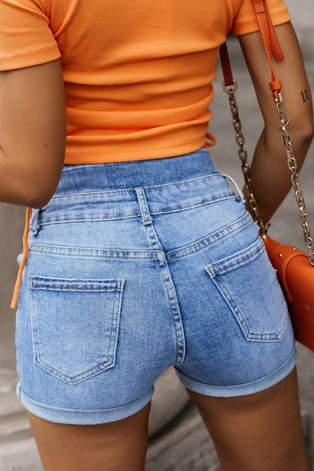 Button-Fly Denim Shorts with Pockets apparel & accessories