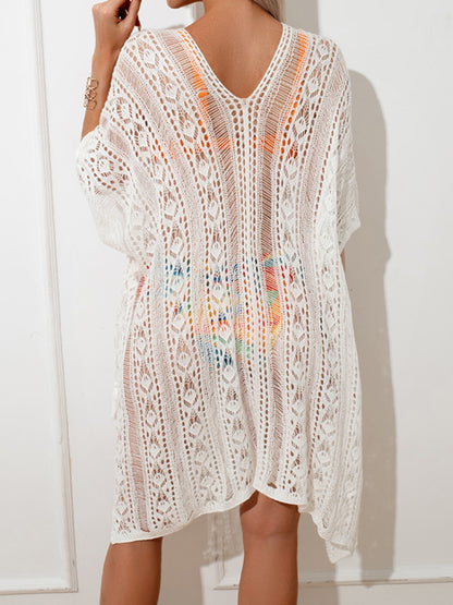 Openwork V-Neck Half Sleeve Cover-Up apparel & accessories