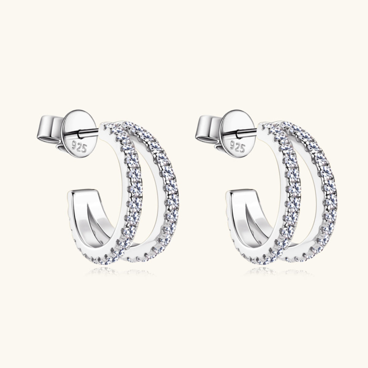 Moissanite 925 Sterling Silver C-Hoop Earrings apparel & accessories