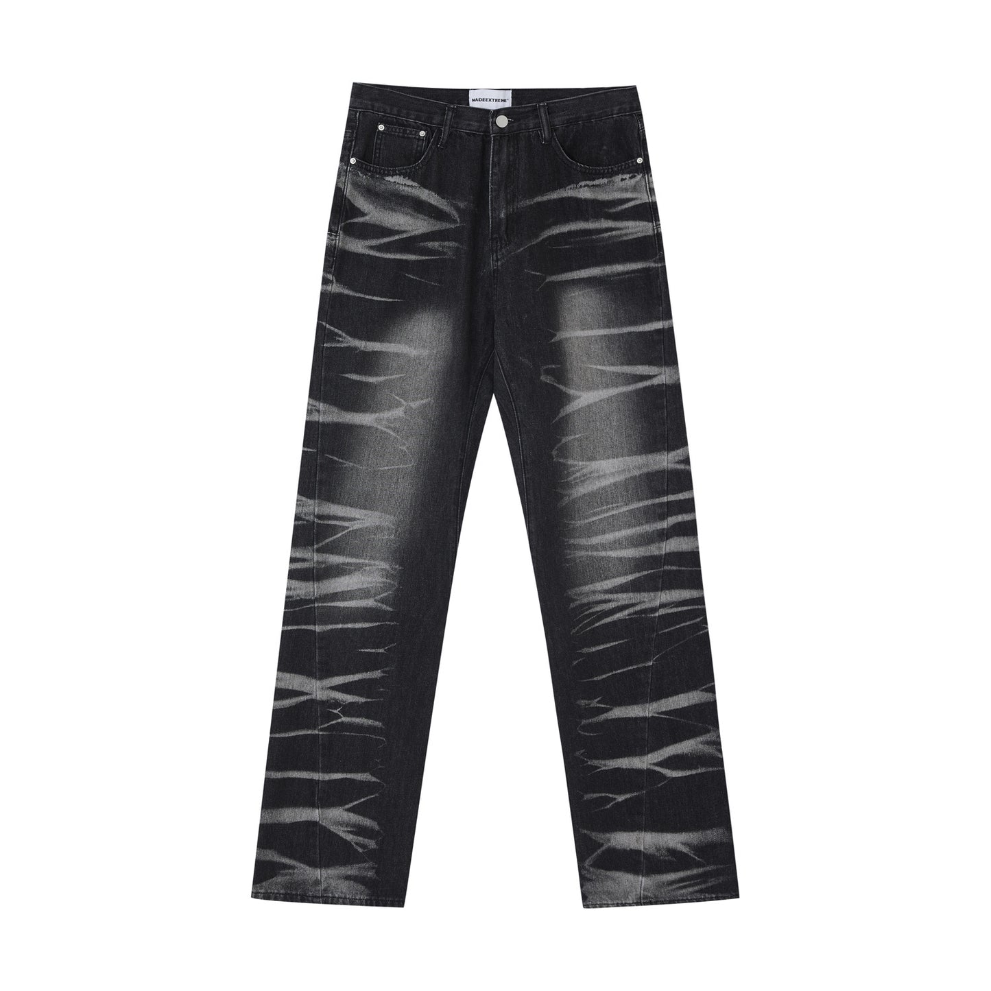 Avant-garde Street Washed Corrugated Straight Jeans Men And Women apparel & accessories