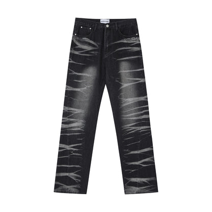 Avant-garde Street Washed Corrugated Straight Jeans Men And Women apparel & accessories