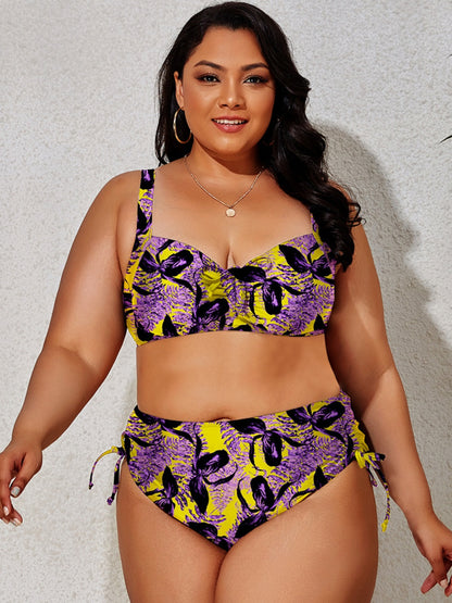 Plus Size Printed Wide Strap Two-Piece Swim Set apparel & accessories