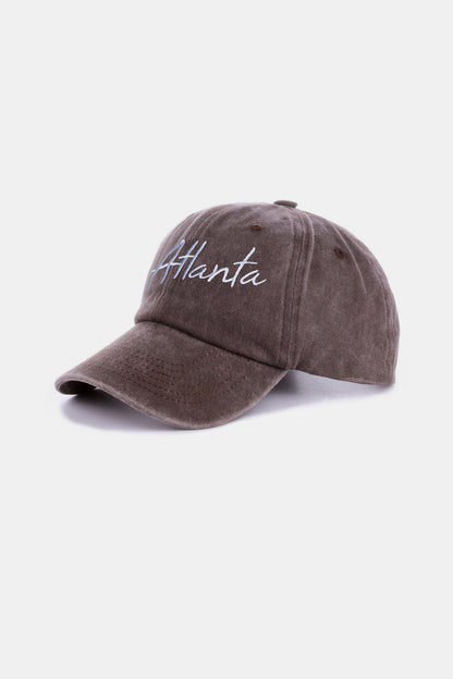 Zenana Washed ATLANTA Embroidered Baseball Cap Hat