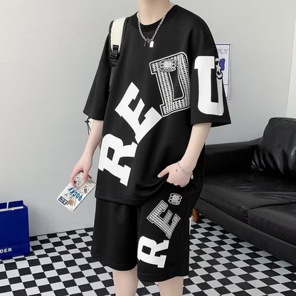 Men's Fashion Casual Printing Short-sleeved Shorts Suit apparel & accessories