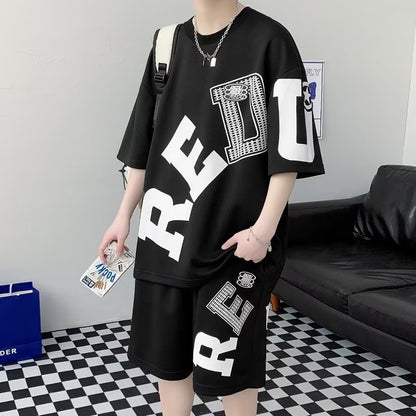 Men's Printed Short-sleeved Shorts Suit T-Shirts & hoodies