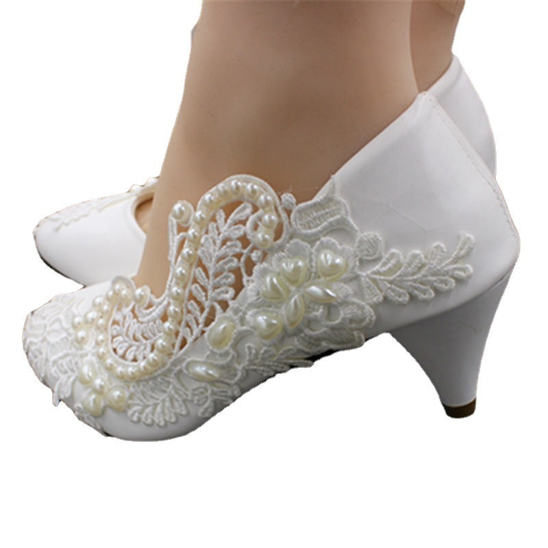Pearl Large White Wedding Shoes Shoes & Bags