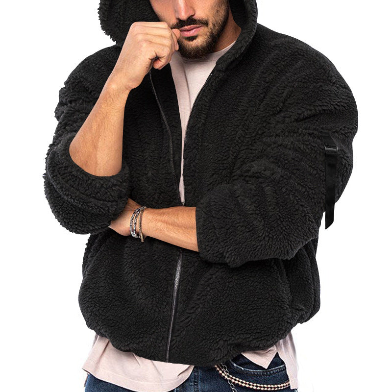 Double-sided Warm Hooded Zipper Casual Jacket Coat men's clothing