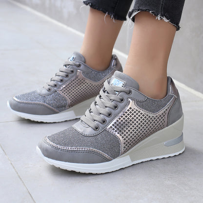 Women Lace-up Sneakers Height Increasing 6.5cm Shoes & Bags