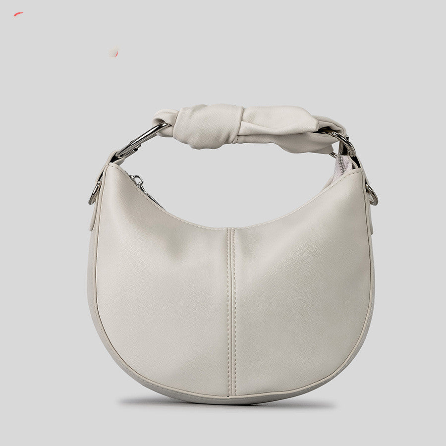 Fashionable Simple Soft Pu Saddle Bag Women's Niche Stitching Knotted Handbag apparel & accessories