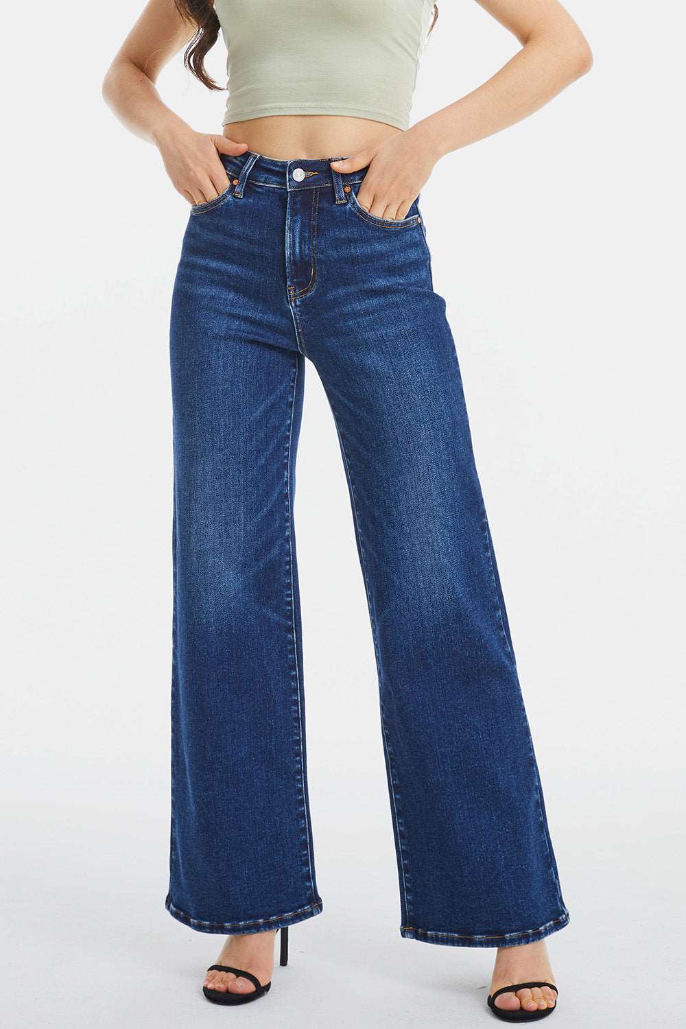 BAYEAS Full Size High Waist Cat's Whisker Wide Leg Jeans apparel & accessories