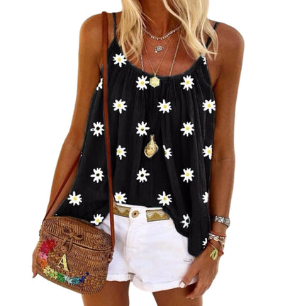 Women's Little Daisy Printed Camisole Large Size Loose Vest apparels & accessories