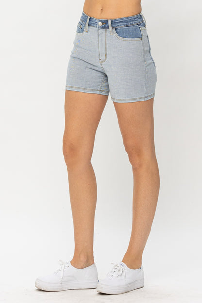 Judy Blue Full Size Color Block Denim Shorts shorts