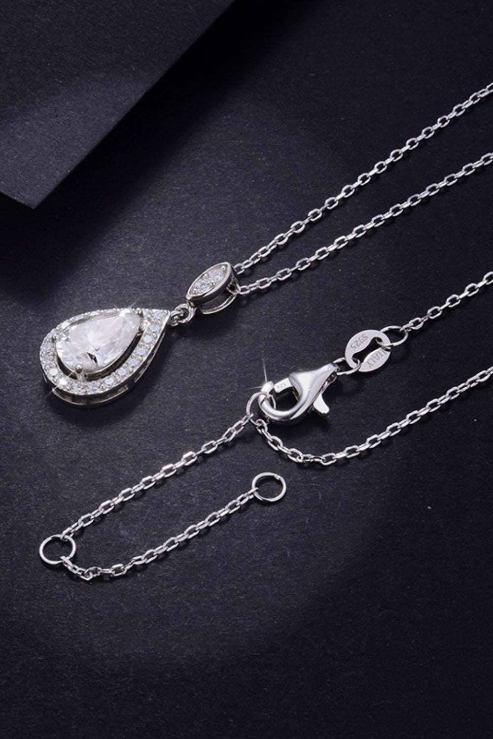 1.5 Carat Moissanite 925 Sterling Silver Teardrop Necklace apparel & accessories