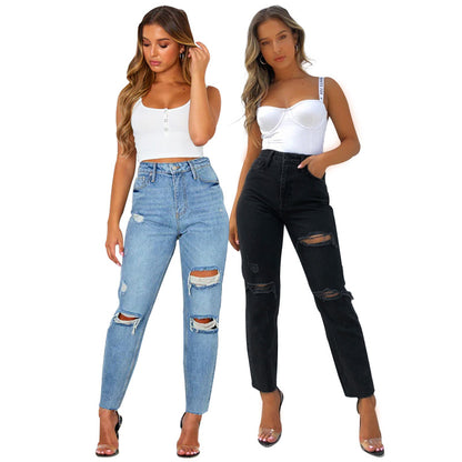 Women's Fashion Washed Blue Jeans apparel & accessories