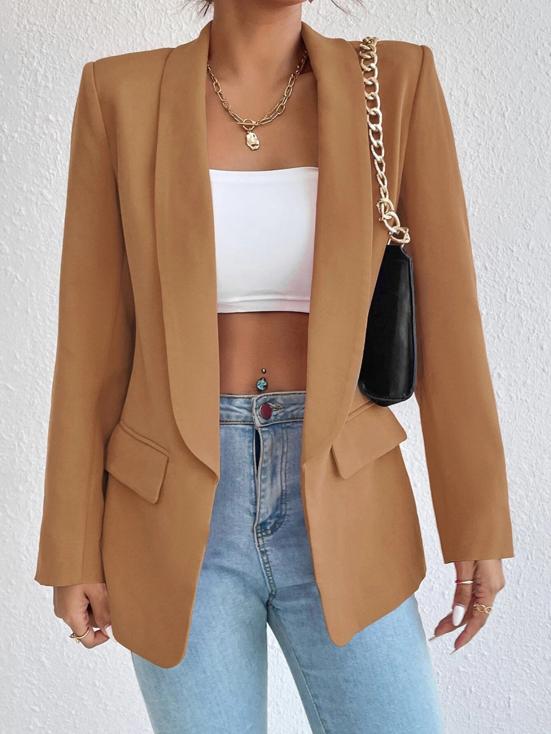 Shawl Collar Long Sleeve Blazer Accessories for women