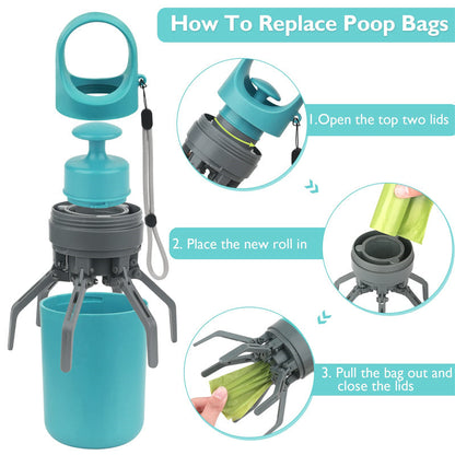 Portable Lightweight Dog Pooper Scooper With Built-in Poop Bag Dispenser Eight-claw Shovel Pet Products