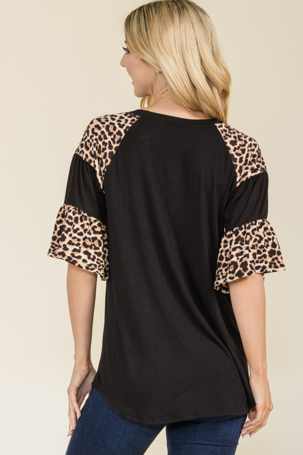 Celeste Full Size Texture Printed Color Block Top apparel & accessories