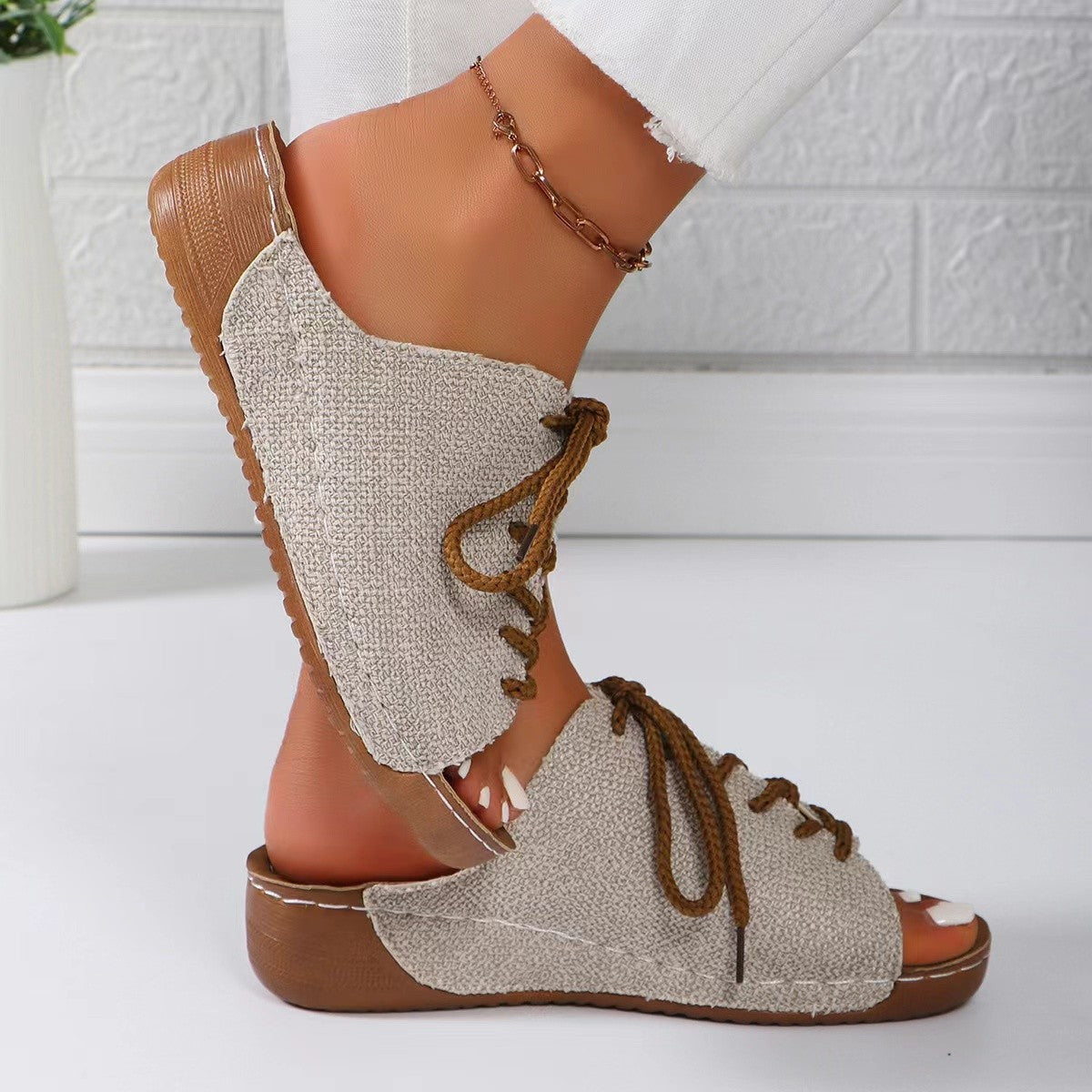 Lace-Up Open Toe Wedge Sandals Accessories for women