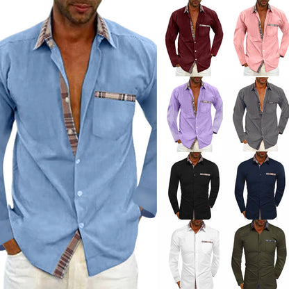 Men's Fashion Casual Solid Color Long Sleeve Shirt apparel & accessories