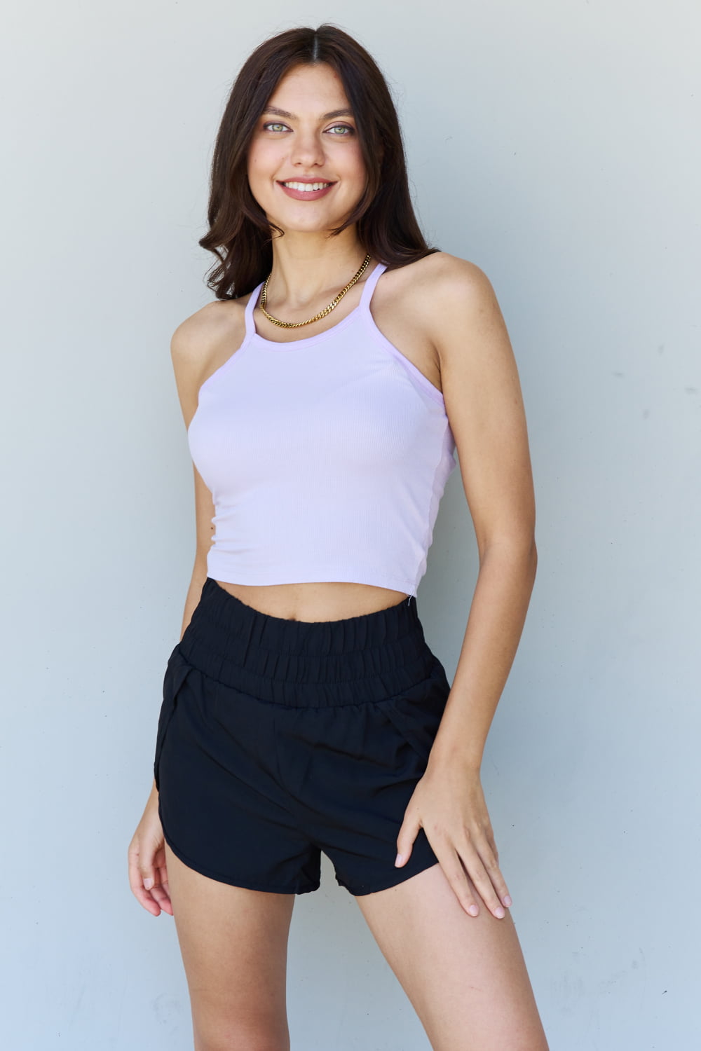 Ninexis Everyday Staple Soft Modal Short Strap Ribbed Tank Top in Lavender Dresses & Tops