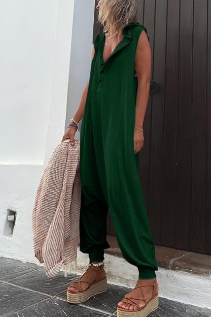 Half Button Sleeveless Jumpsuit Bottom wear