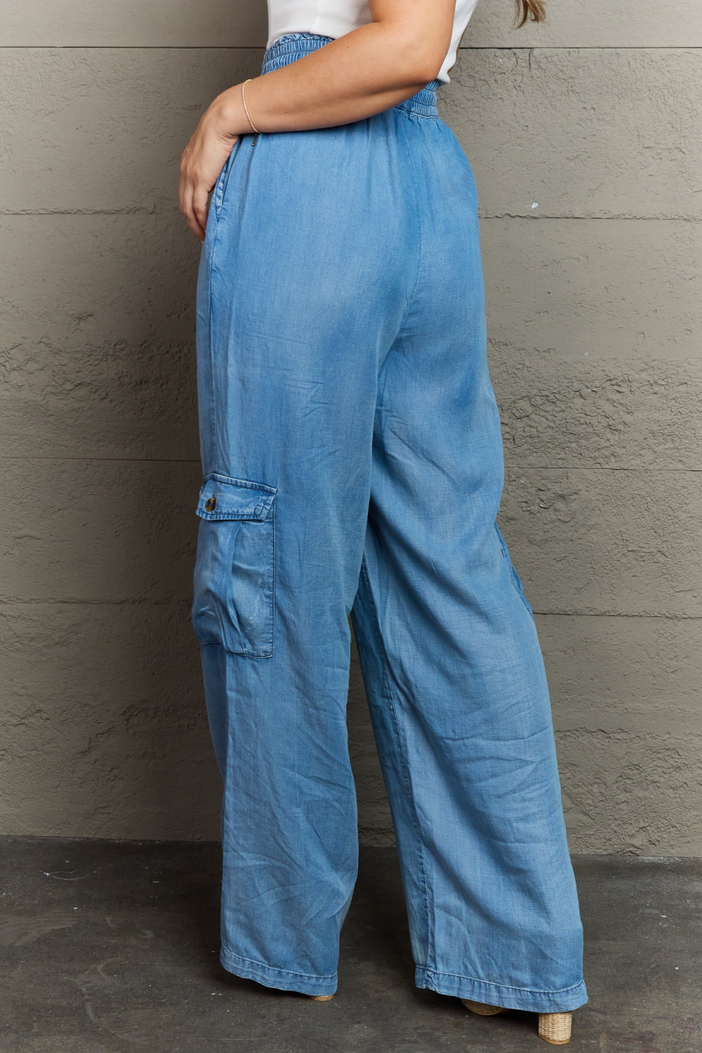 GeeGee Out Of Site Full Size Denim Cargo Pants Bottom wear