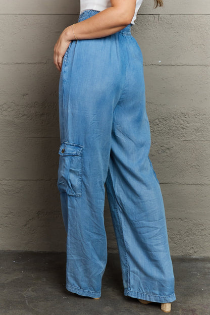 GeeGee Out Of Site Full Size Denim Cargo Pants Bottom wear