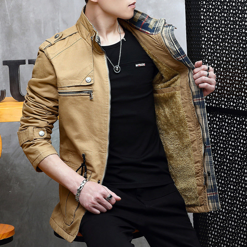 Military Jacket Young Men''s Korean Slim Fit Military Green Casual apparels & accessories