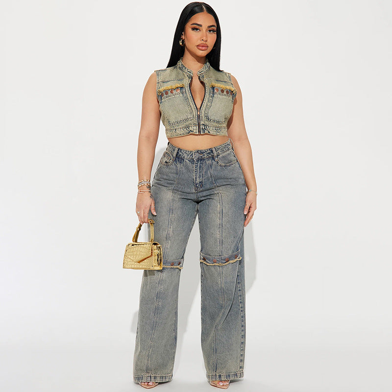 Y2k Baggy Wide Leg Jeans Women Vintage Streetwear Washed Denim Pants Grunge Basic Slouchy Trousers apparels & accessories