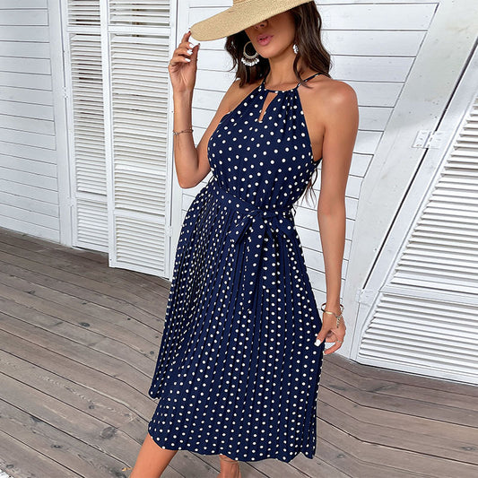 Summer Fashion Women's Wear Polka Dot Halter Dress apparels & accessories