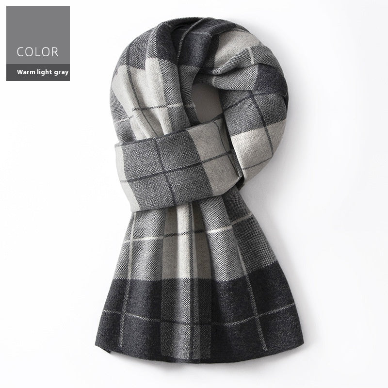 Wool Scarf Men's Winter Plaid Double-sided Scarf Men's Scarves