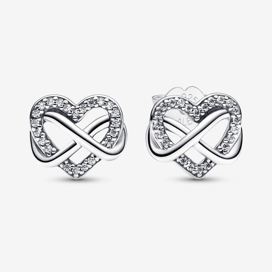 Sterling Silver S925 Heart Shape With Diamond Stud Earrings Jewelry