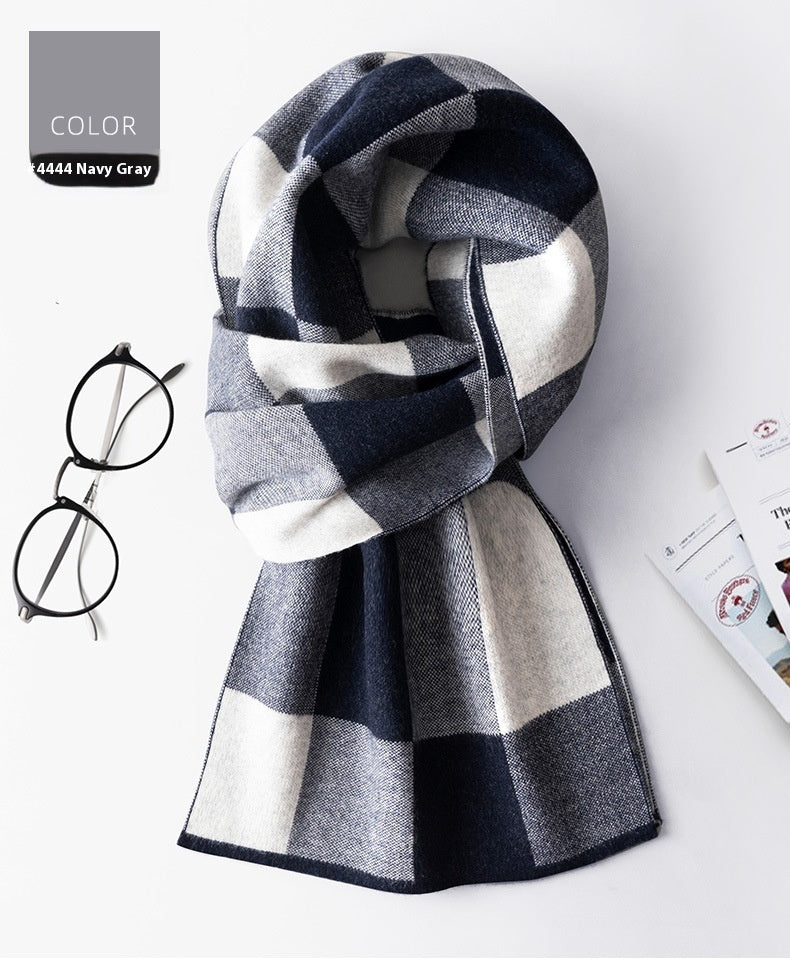 Wool Scarf Men's Winter Plaid Double-sided Scarf Men's Scarves