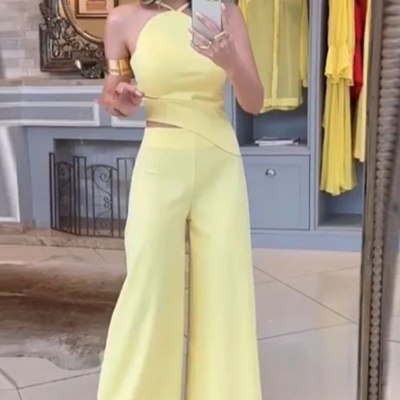 Women's Fashion Solid Color Wide Leg Jumpsuit apparel & accessories